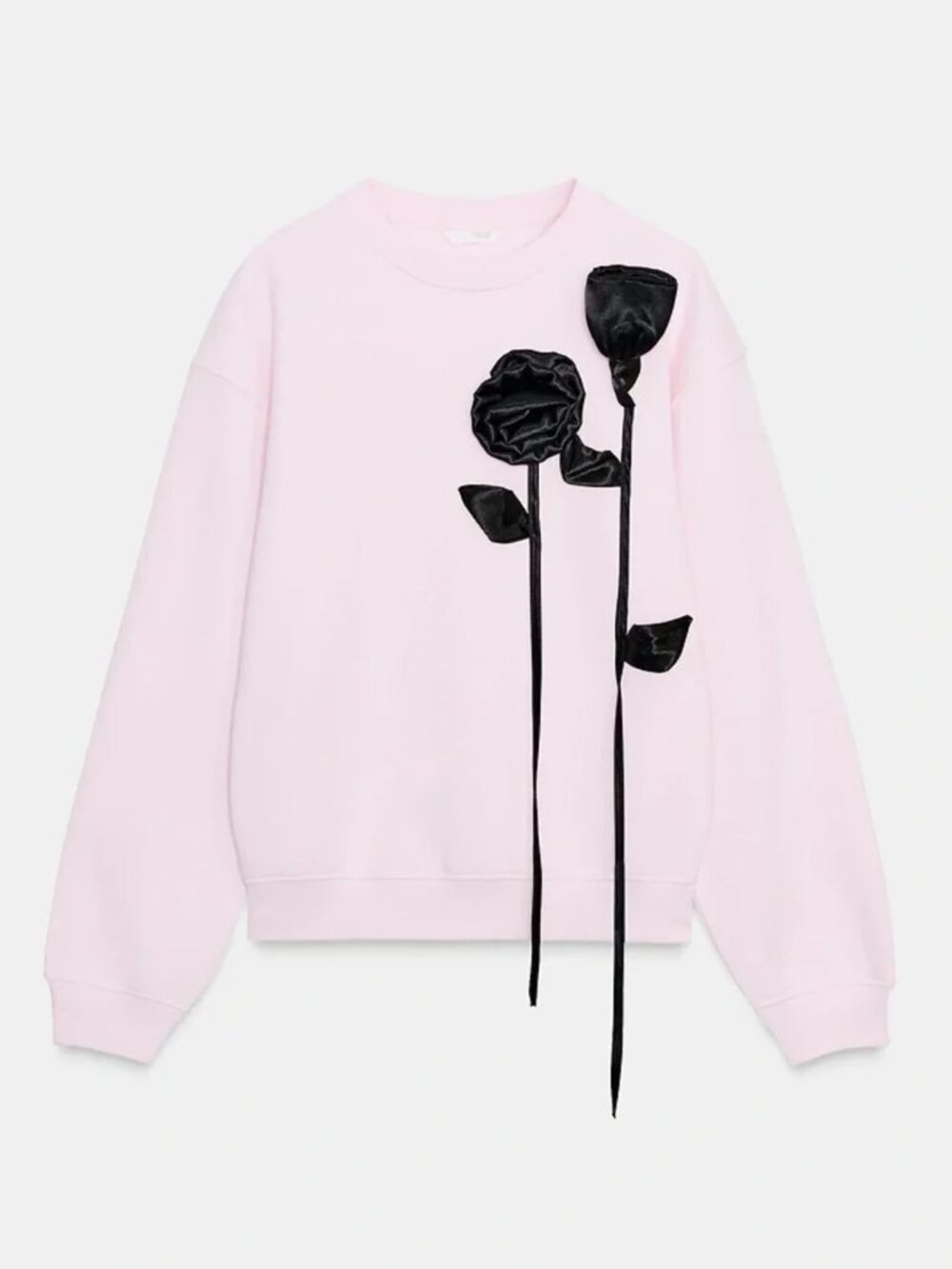 ZARA Contrast Flower Sweatshirt - Pink Size S - Picture 2 of 7